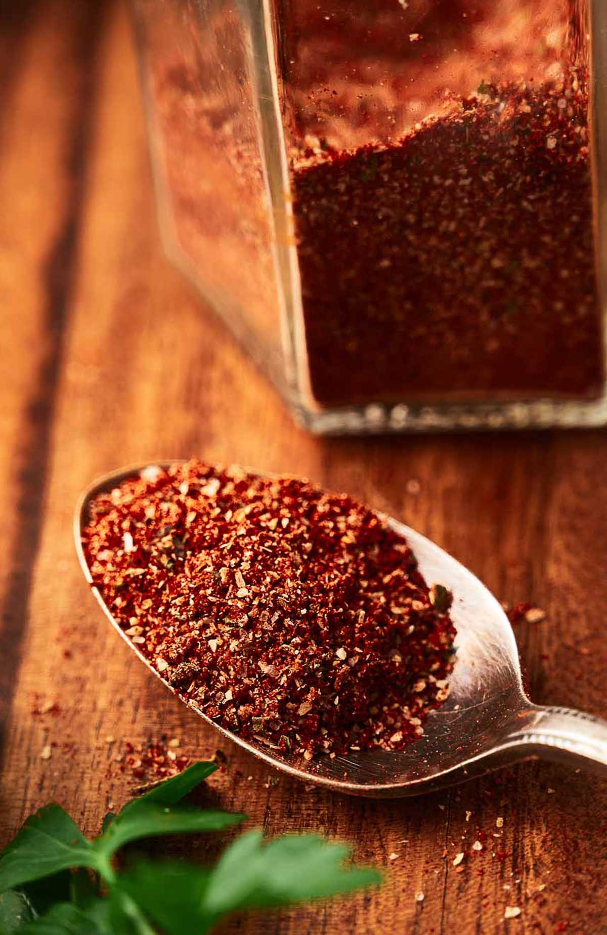 A spoonful of burrito seasoning mix.