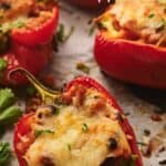 Vegetarian stuffed peppers image for Pinterest.