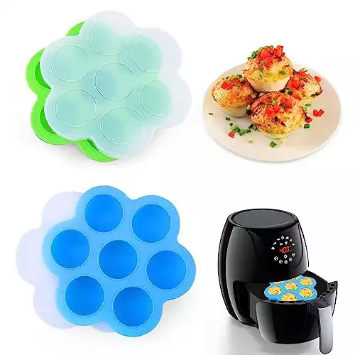 Xangnier Silicone Air Fryer Egg Bite Mold, 2 Pack Reusable.