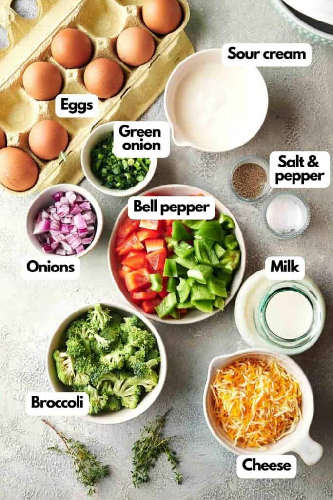 A list of ingredients for egg casserole.