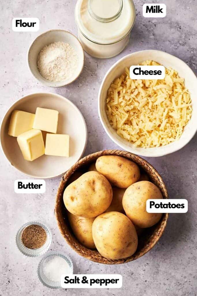 A bowl of ingredients for Scalloped potatoes.