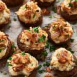 Stuffed mushrooms on a tray.