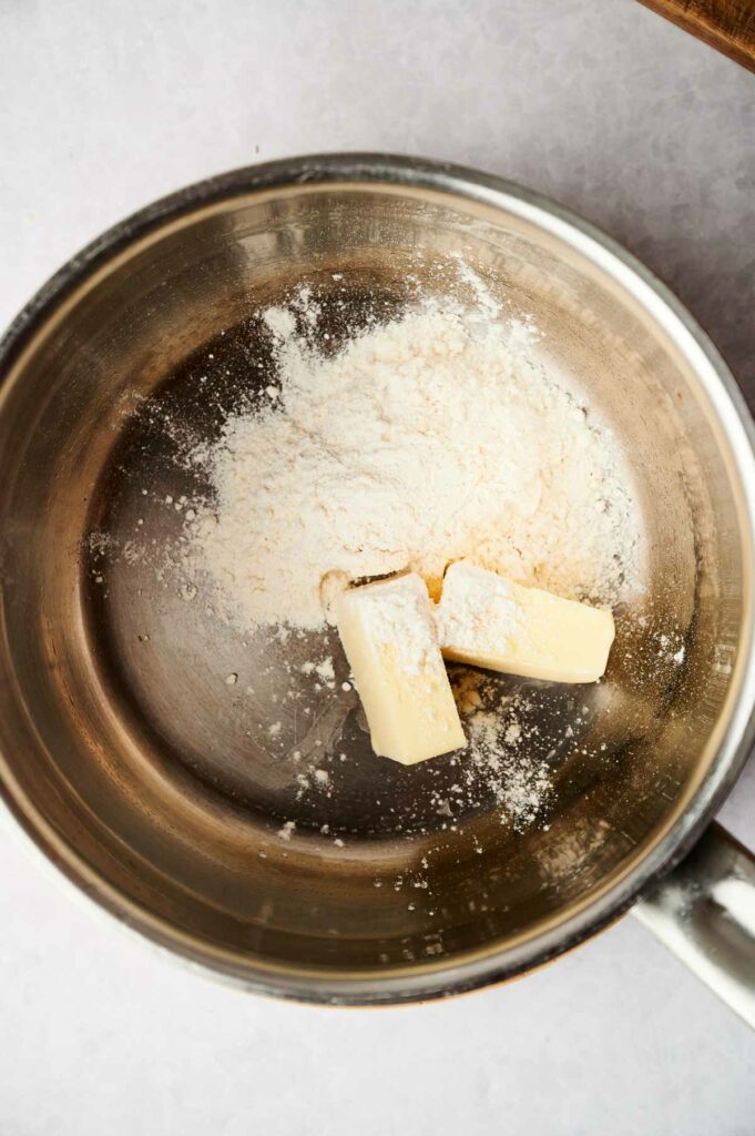 butter and flour in a pot