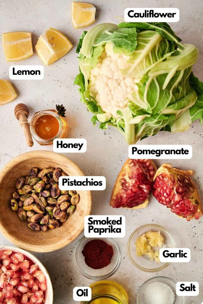 Ingredients for a cauliflower steak recipe.