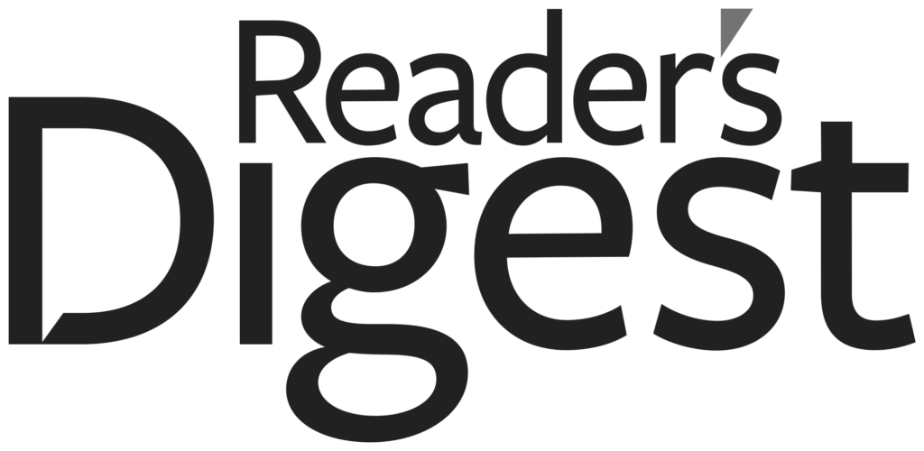 The reader's digest logo on a black background.