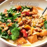 Thai peanut curry in a bowl.