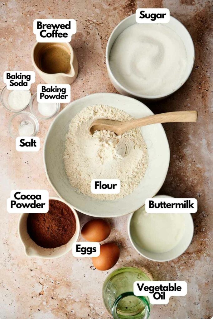 A list of ingredients for an air fryer cake recipe.