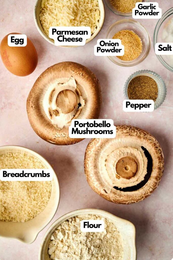 A list of ingredients for a mushroom portobello fries.
