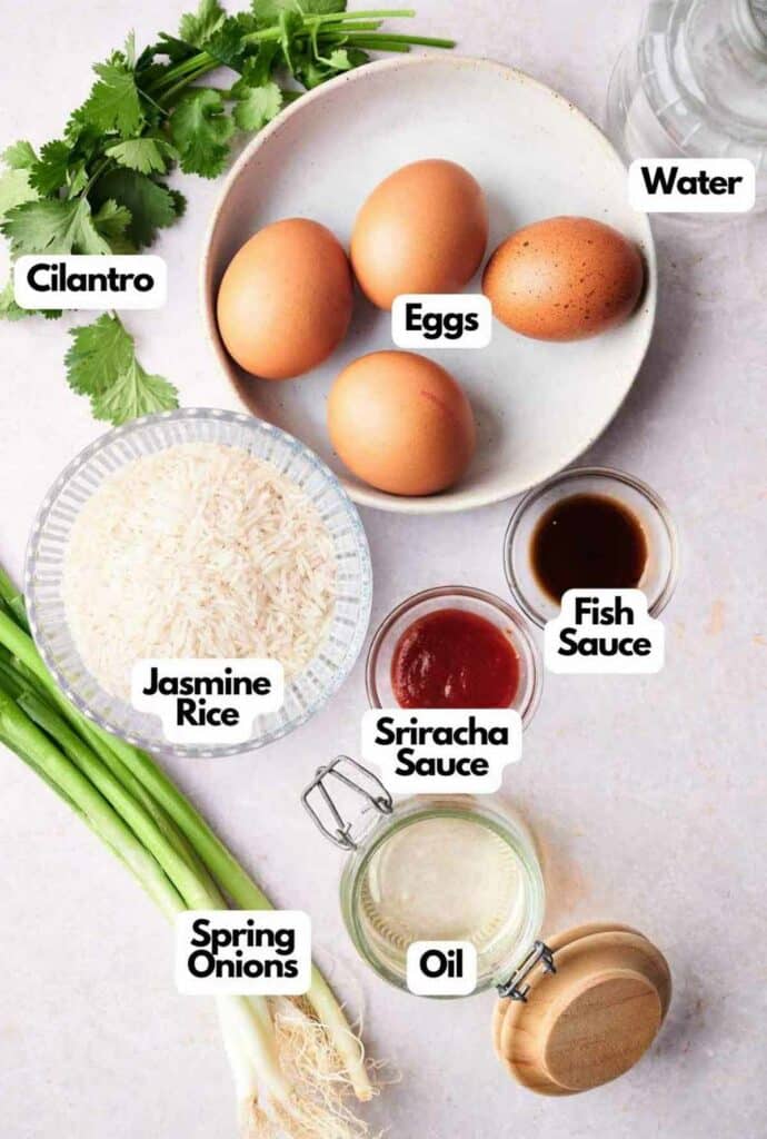 List of Ingredients for Thai Omelette dish.