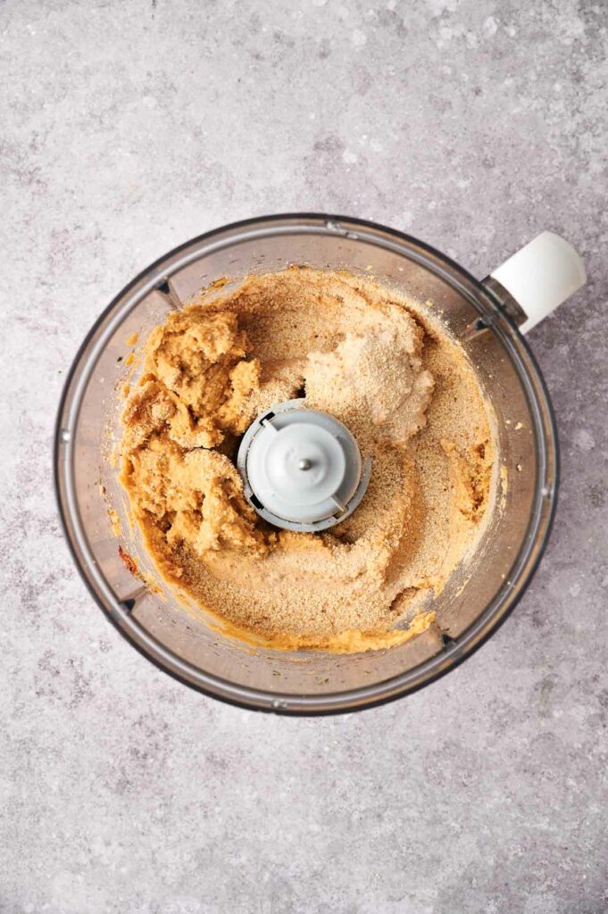 Chickpea nuggets in a blender.