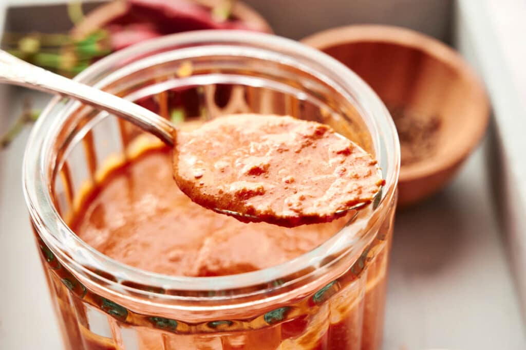 Thai Red Curry Paste in a jar.
